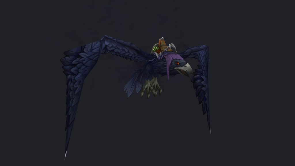 Shadowblade’s Murderous, Baneful, Crimson, and Lethal Omen mounts on display in Dalaran