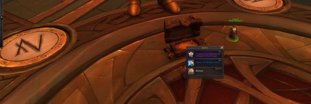 Scoreboard showing Fragmented Memento rewards from low-tier keystones